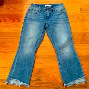 Cab Crop high rise, medium wash , distressed jeans , Size 2